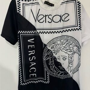 Versace White and Black Logo T-Shirt